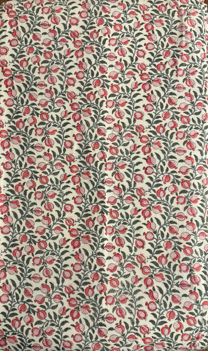 Pomegranate Tree Handblock printed Reversible Queen Cotton Coverlet (Dohar) Blanket