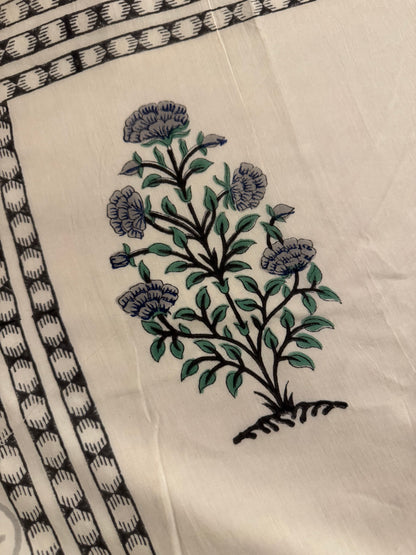 Raat ki Rani Handblock printed Reversible Queen Cotton Coverlet (Dohar) Blanket