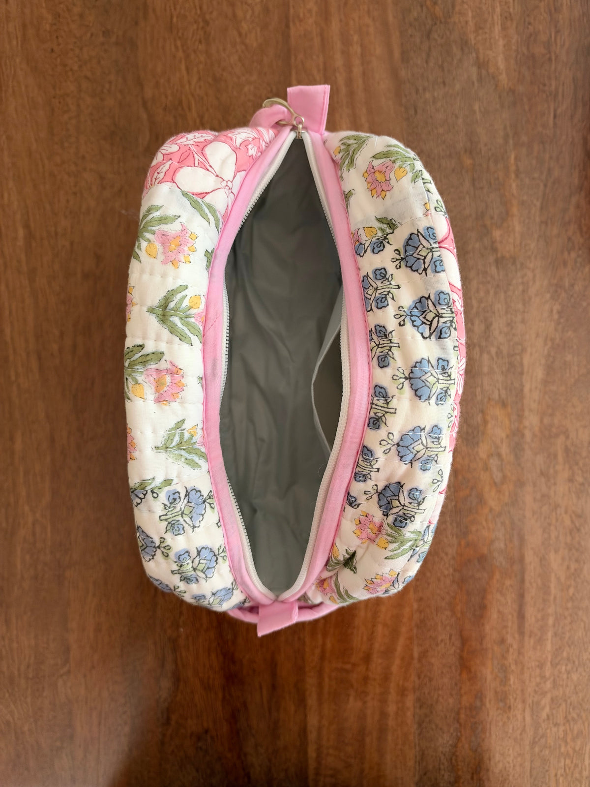 House of Mulmul - Handblock Printed Travel Makeup Quilted Pouch set