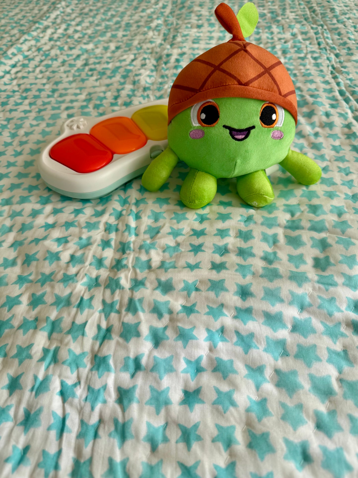 Block Print Cotton Reversible Quilt - Kids (Space Rocket)