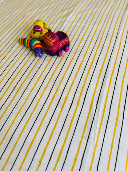 Block Print Cotton Reversible Coverlet - Kids (Bee Garden)