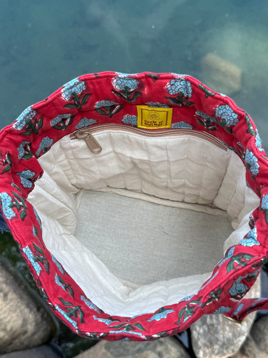 House of Mulmul - Garden Wayfarer Bucket Bag, Cotton bag, Crossbody sling bag. 