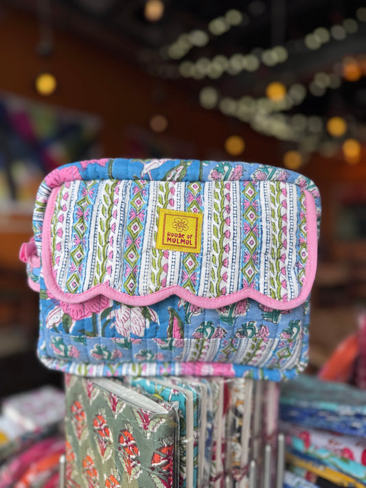 Block print Travel Makeup Pouch (Patchwork - Single Large) #C25A