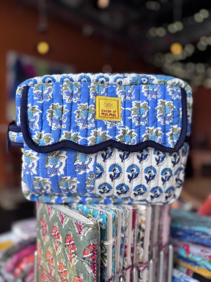 Block print Travel Makeup Pouch (Patchwork - Single Large) #C25A