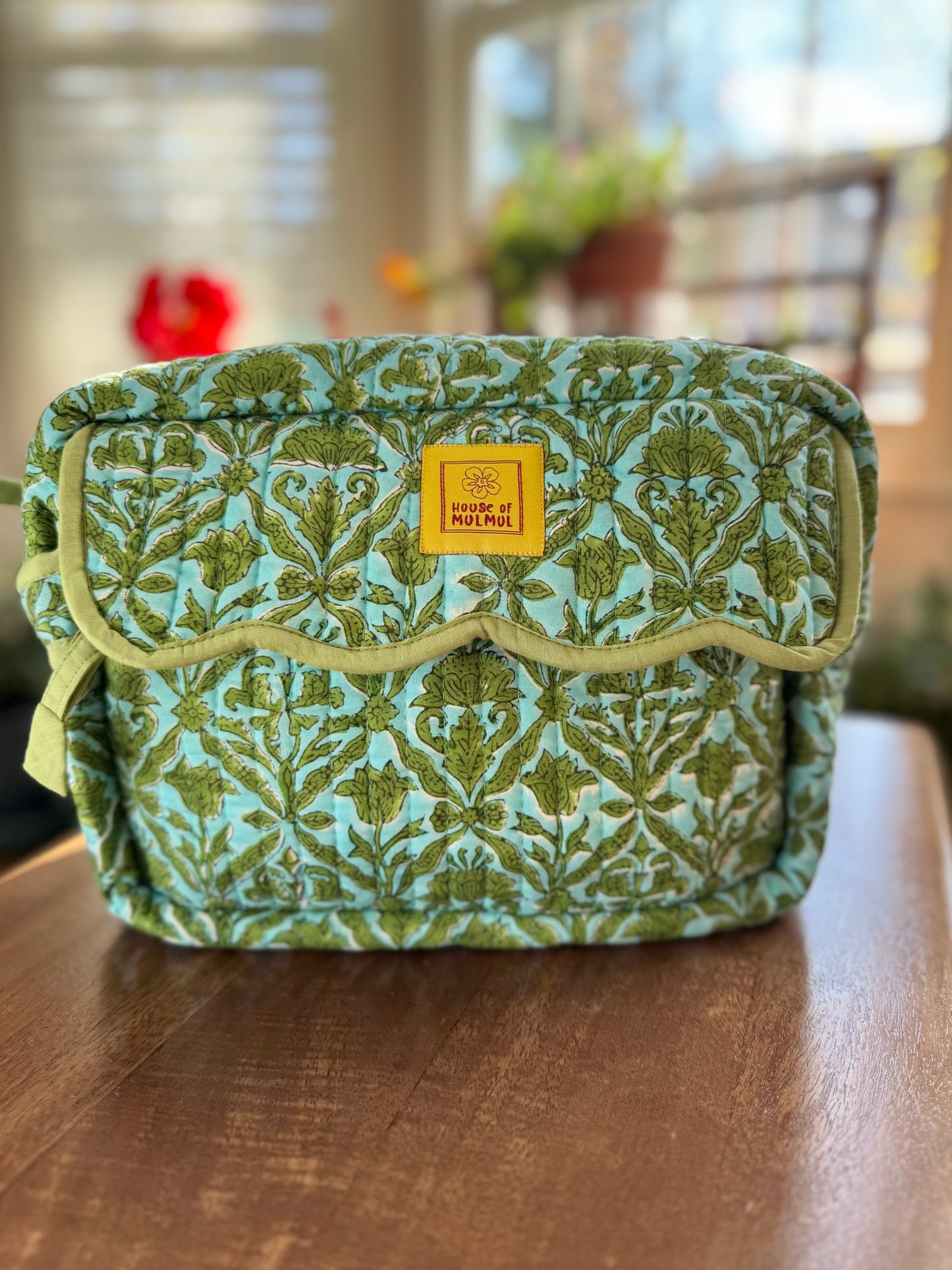 Block print Travel Makeup Bag (Single - C25B) - Green