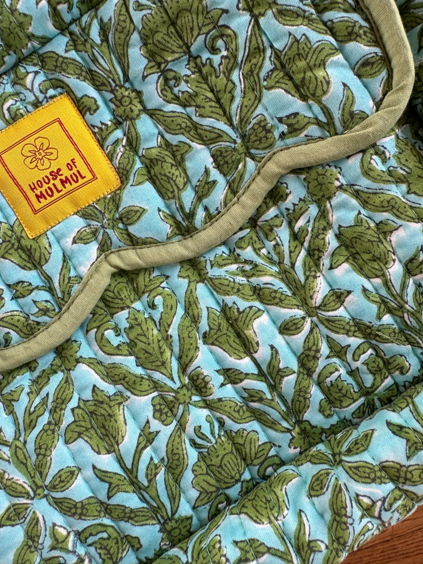 Block print Travel Makeup Bag (Single - C25B) - Green