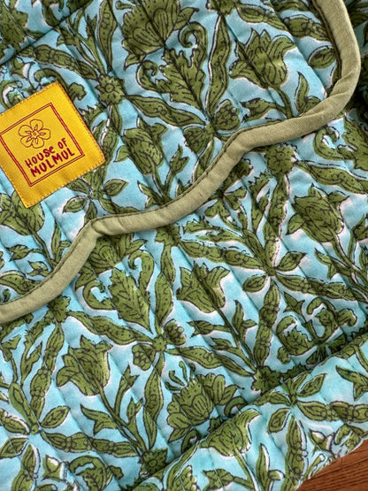 Block print Travel Makeup Bag (Single - C25B) - Green