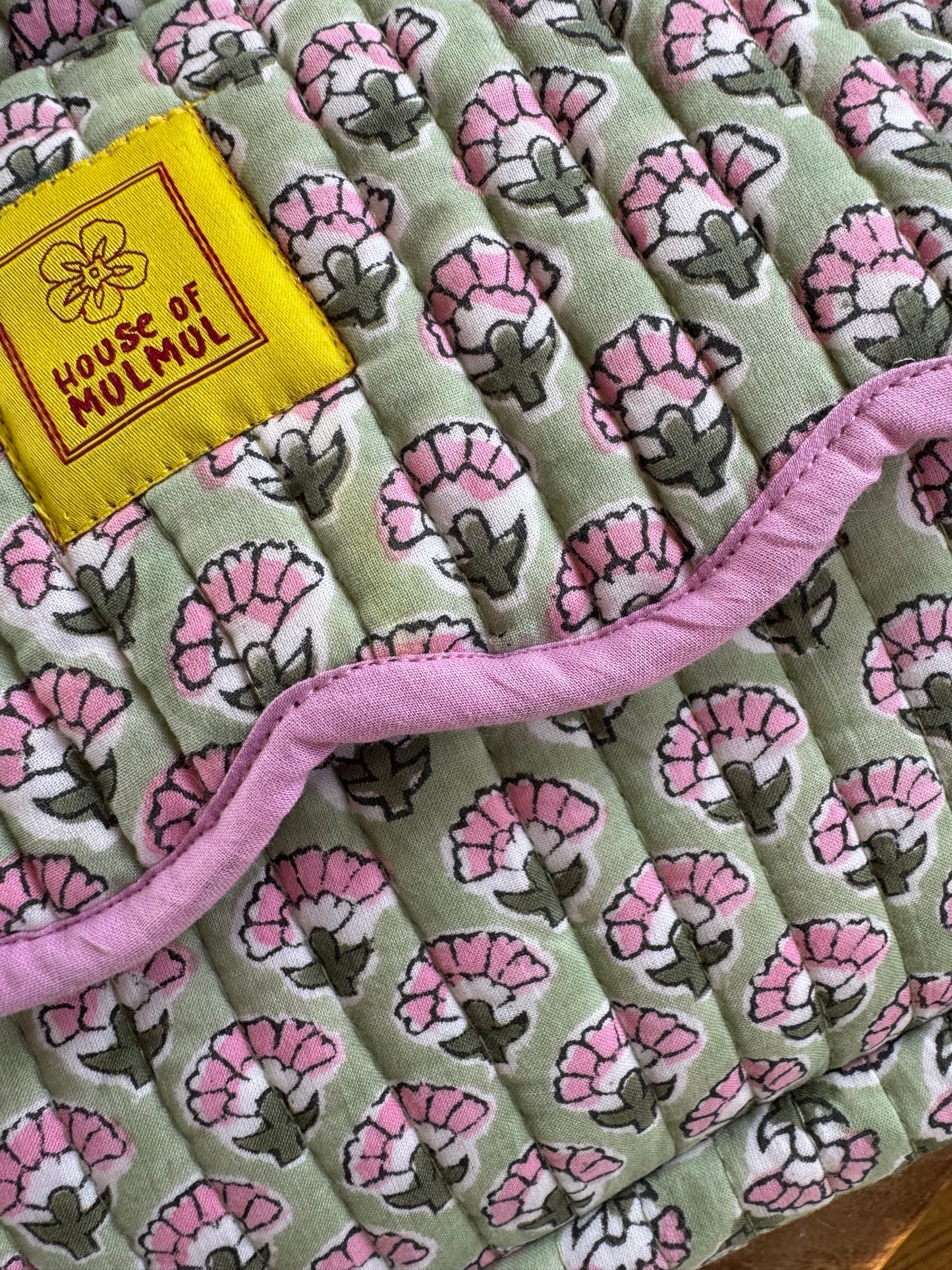 Block print Travel Makeup Bag (Single - C25B) - Pistachia