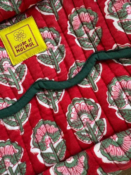Block print Travel Makeup Bag (Single - C25B) - Christmas