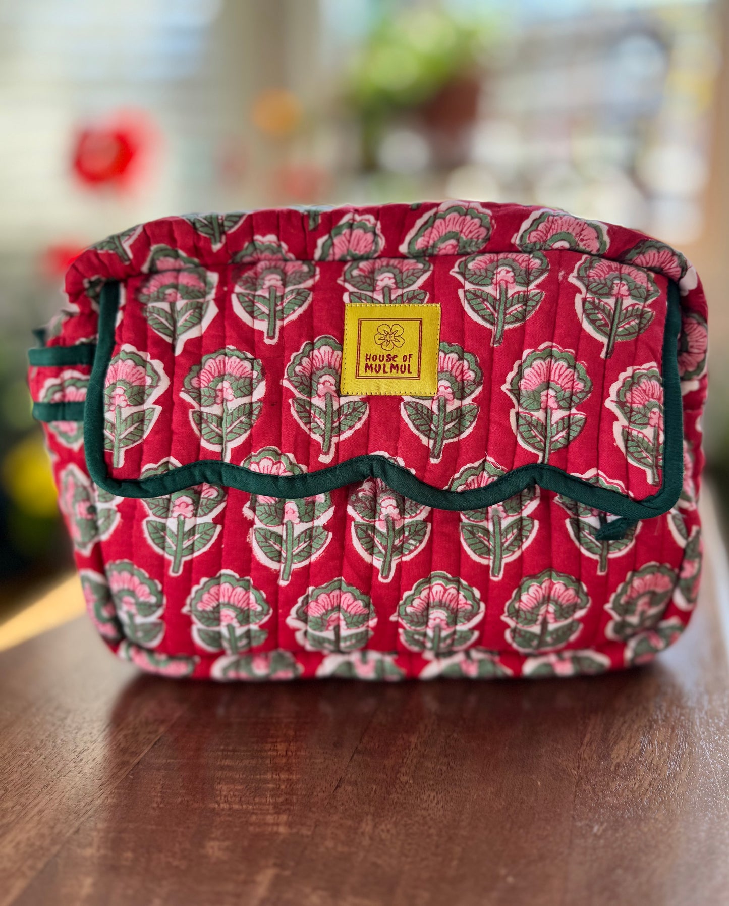 Block print Travel Makeup Bag (Single - C25B) - Christmas