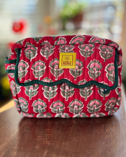 Block print Travel Makeup Bag (Single - C25B) - Christmas