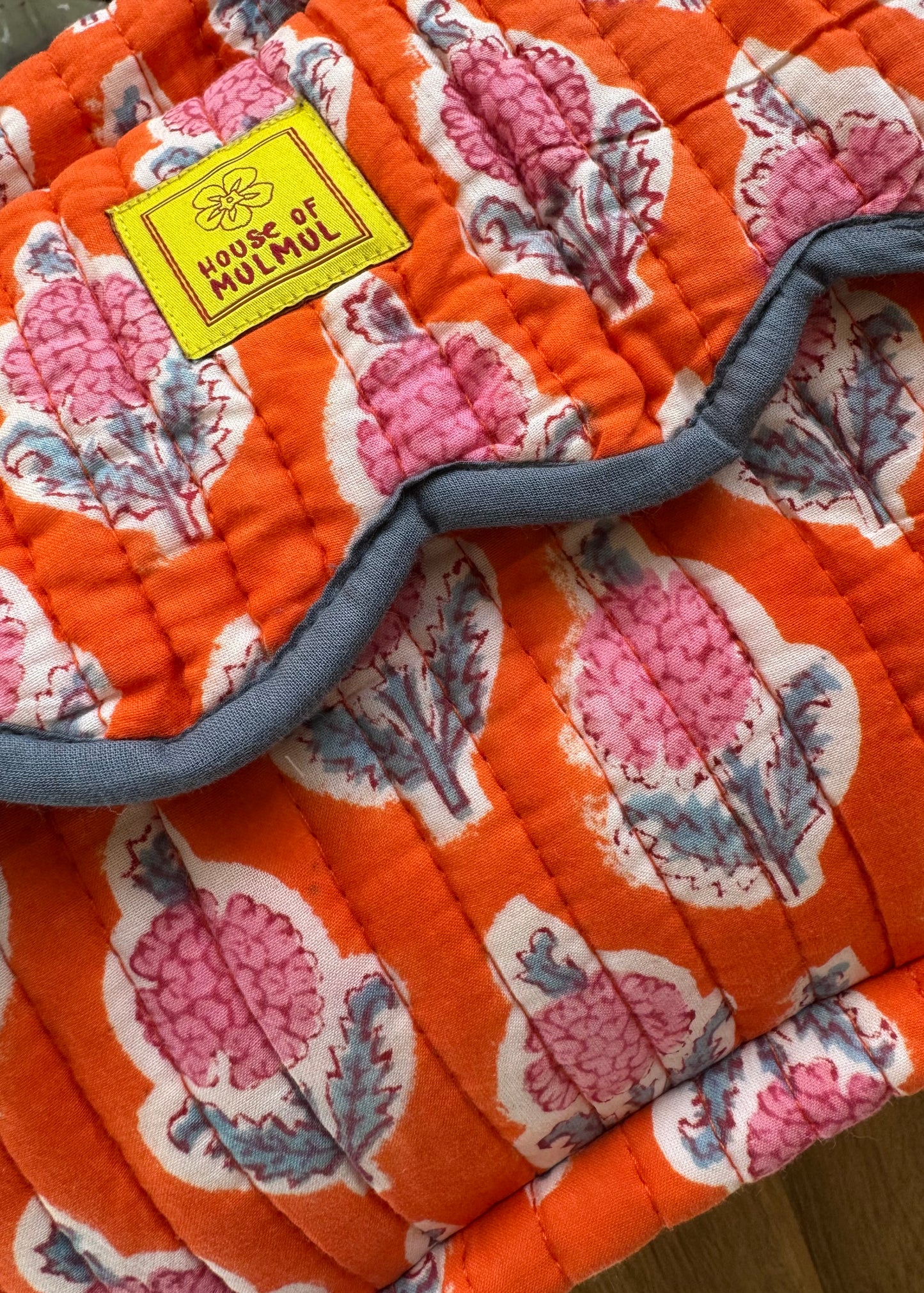 Block print Travel Makeup Bag (Single - C25B) - Orange