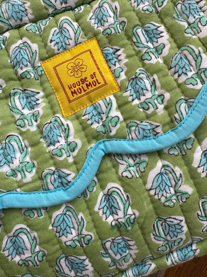 Block print Travel Makeup Bag (Single - C25B) - Light Green