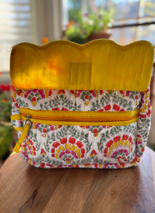 Block print Travel Makeup Bag (Single - C25B) - Rainbow