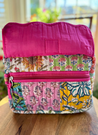 Block print Travel Makeup Bag (Single - C25B) - Eclectic Pathwork